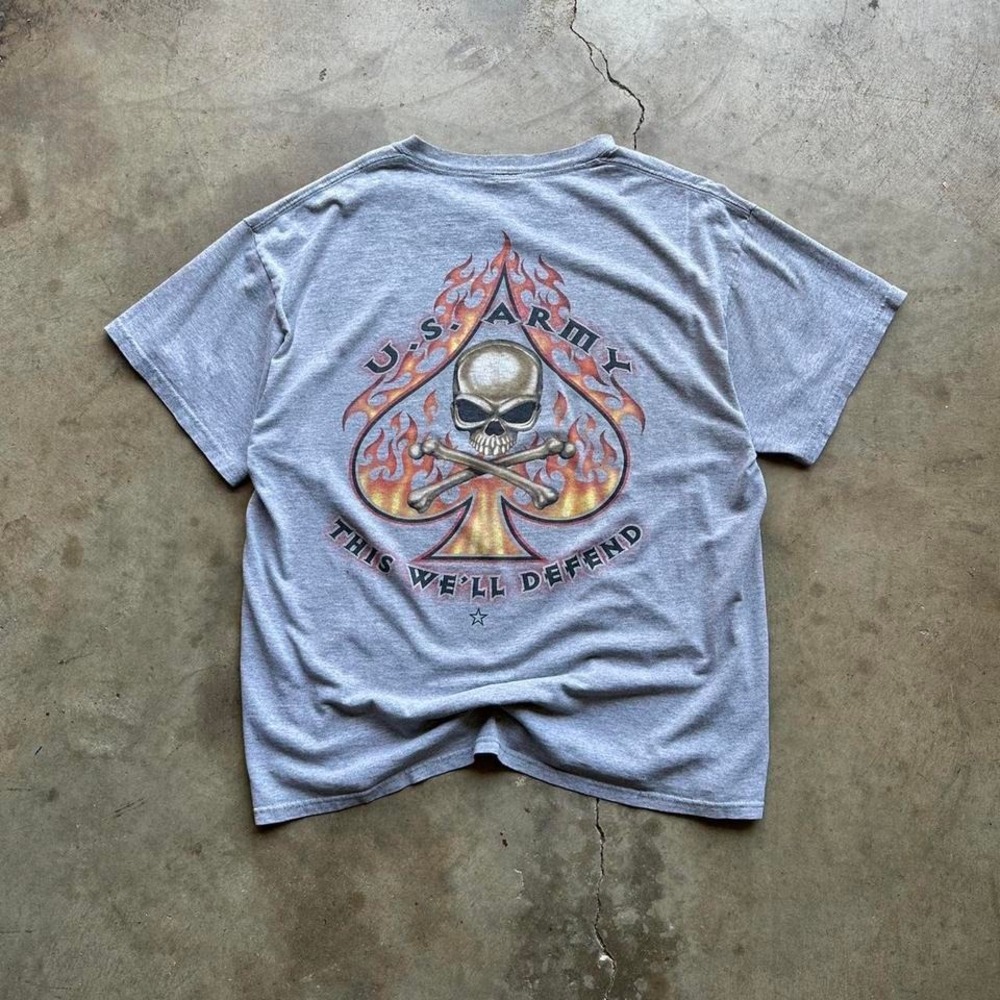 2000s Grey U.S. Army "this we'll defend" skull cotton t-shirt